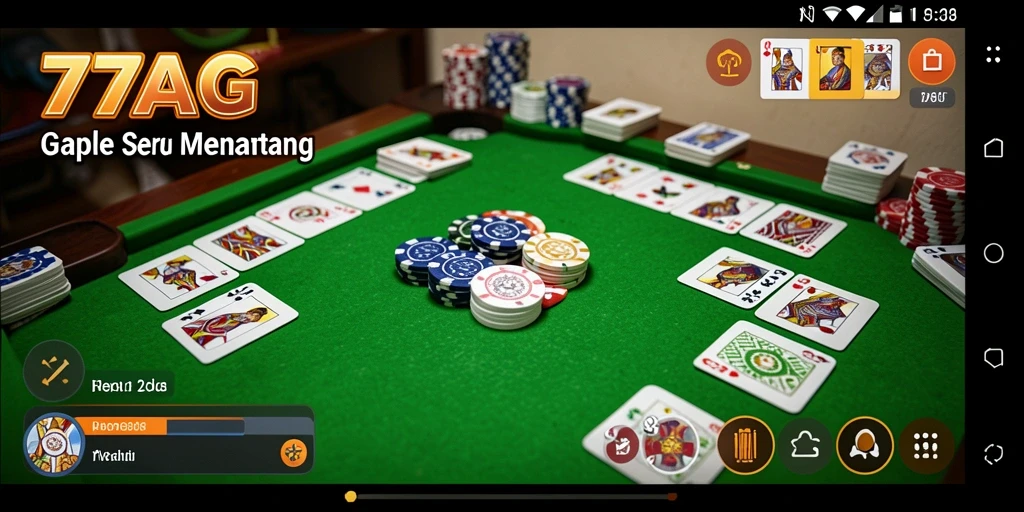 Screenshot gameplay 77AG menunjukkan momen seru permainan Gaple.