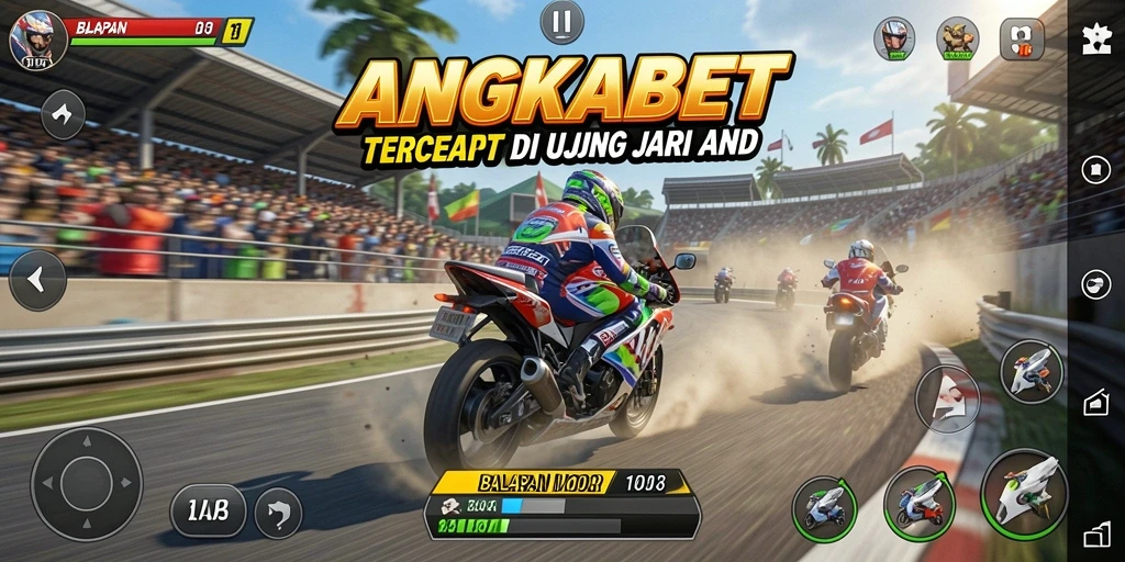 Tampilan balapan motor yang mendebarkan dalam ANGKABET.
