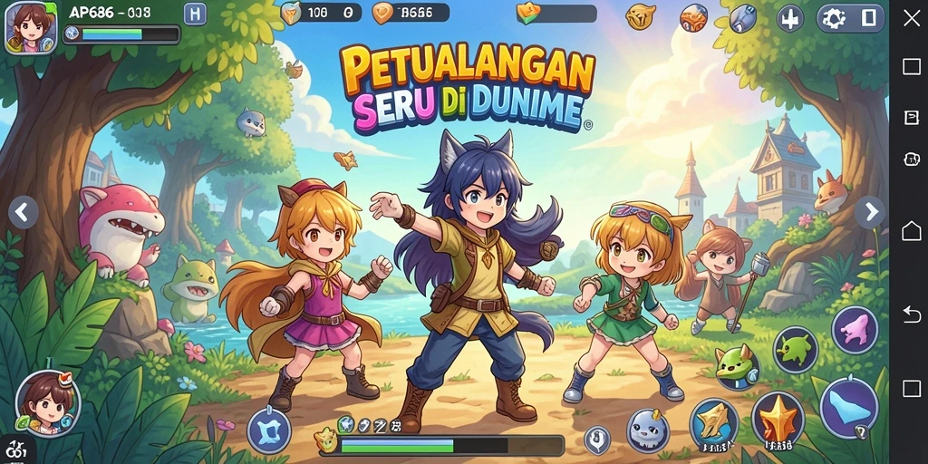 Tampilan gameplay seru dan karakter anime favorit.