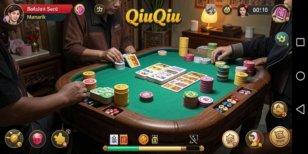 Tangkapan layar dari gameplay QiuQiu yang mendebarkan di BARU01.