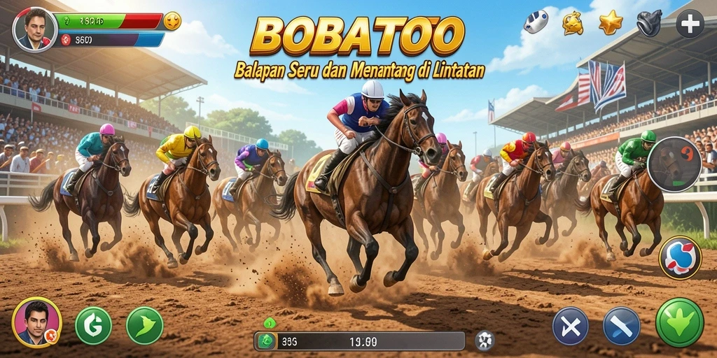 Tampilan gameplay seru BOBATOTO saat balapan di lintasan menantang.