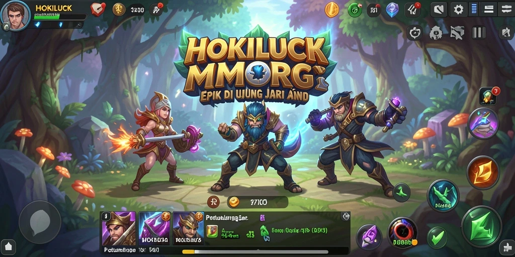 Screenshot HOKILUCK menampilkan aksi pertarungan MMORPG yang mendebarkan.
