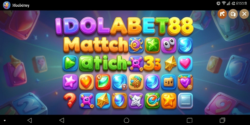 Screenshot IDOLABET88 menampilkan gameplay Match-3 yang seru dan penuh warna.