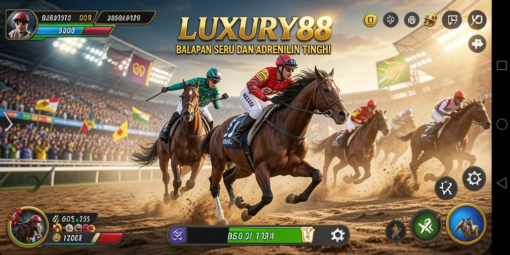 Screenshot gameplay LUXURY88 menampilkan aksi balapan yang seru.