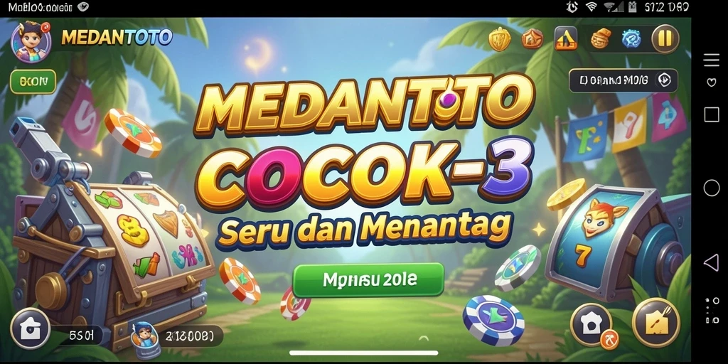 Tampilan menarik permainan Match-3 MEDANTOTO dengan berbagai level.