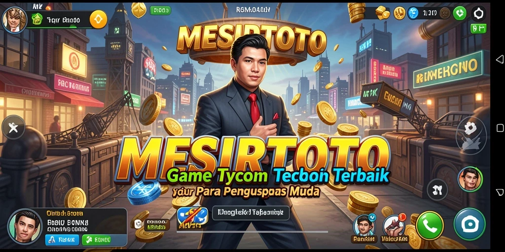 Screenshot gameplay MESIRTOTO menampilkan manajemen bisnis yang seru.