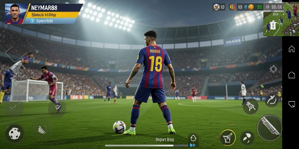 Tampilan gameplay NEYMAR88 dengan aksi sepak bola yang mendebarkan.