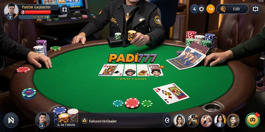 Tampilan antarmuka <strong>PADI777</strong> yang menarik dan gameplay Poker seru.