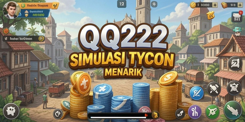 Tampilan gameplay menarik dari QQ222 yang menampilkan manajemen bisnis Tycoon.