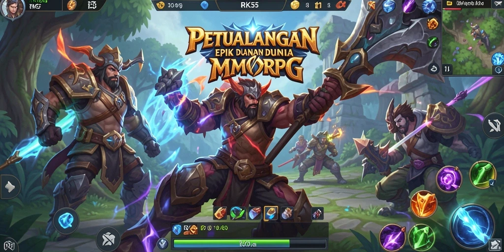 Gameplay menarik di dunia fantasi RK55 yang luas dan penuh petualangan.