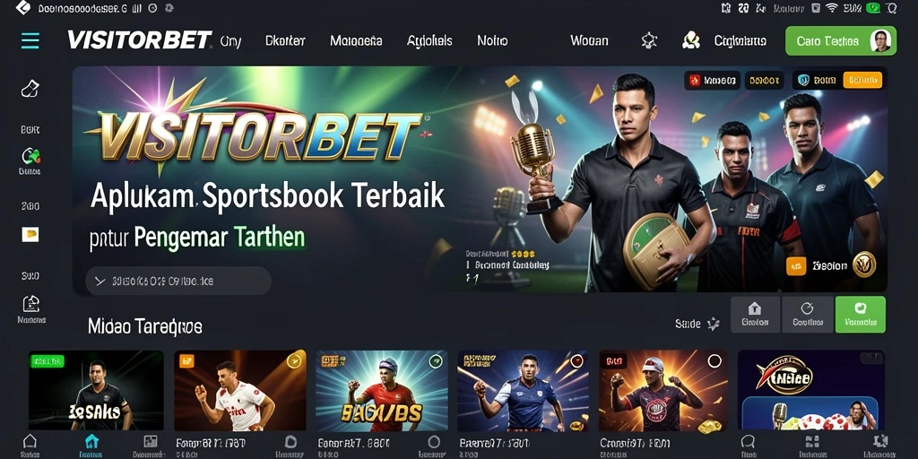 Tangkapan layar utama dari VISITORBET menunjukkan pengalaman taruhan olahraga yang mendebarkan.